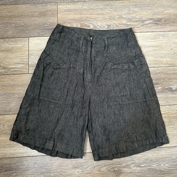 WRAP London Dark Gray Linen Shorts Sz 2 - Picture 1 of 4